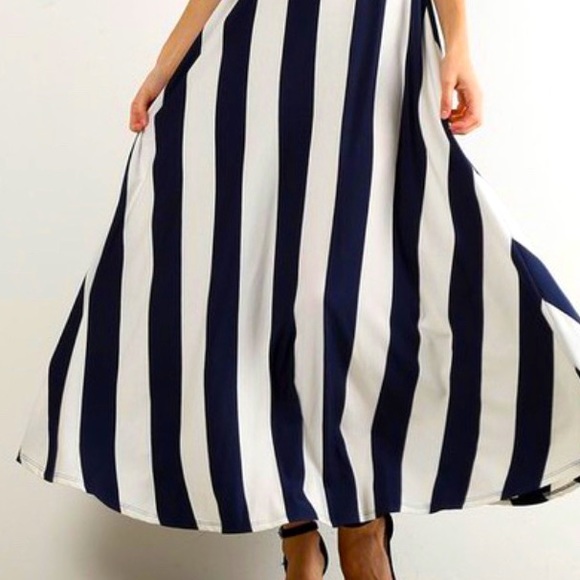 JUST IN** Striped Blue and White Maxi Dress - Picture 3 of 3